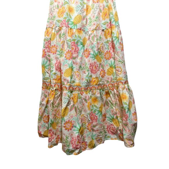 Rachel Zoe Tropical Pineapple Maxi Dress 4 Floral Embroidered Tiered Babydoll - Picture 9 of 15